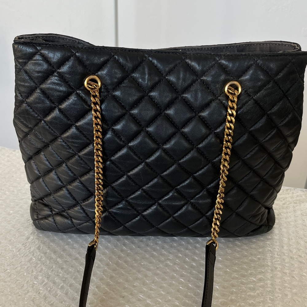 Versace Black Quilted Leather Medusa Shoulder Bag with Gold Chain Straps - Picture 2 of 12